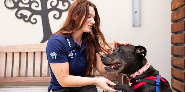 susan seipel with tia the rspca dog